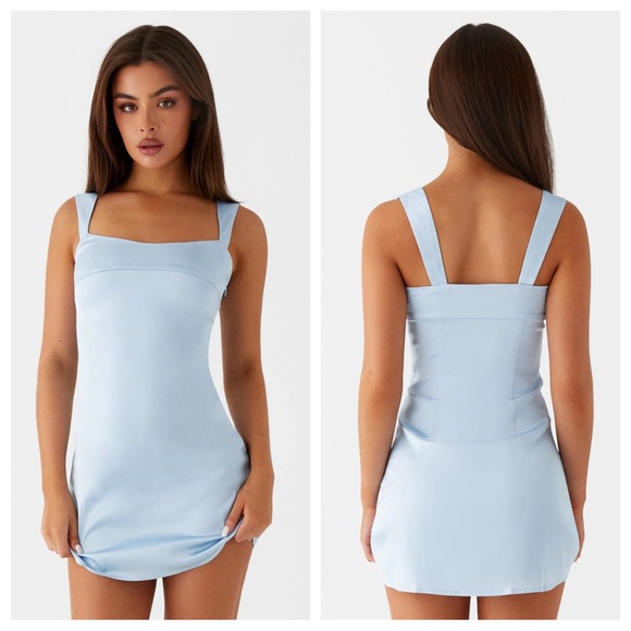 odette satin mini dress - blue New 'Odette Satin Mini' colours coming tomorrow Which would you choose? , , #peppermayo